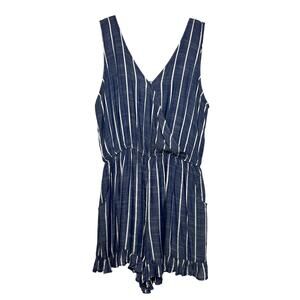 Kori America Navy Blue Stripe Shorts Romper Size Large
